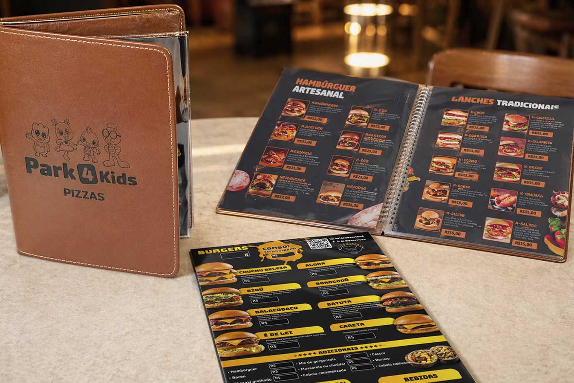 Cardápios personalizados em São Paulo: folders, plastificados, PS e com QR Code